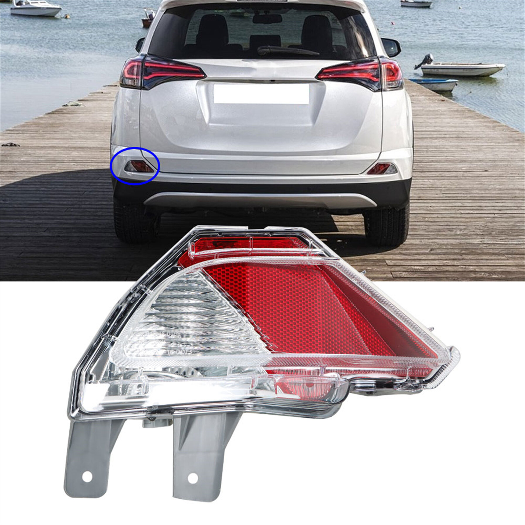 Genrics Bumper Tail Light Rear Reflector Assembly Replacement for ...