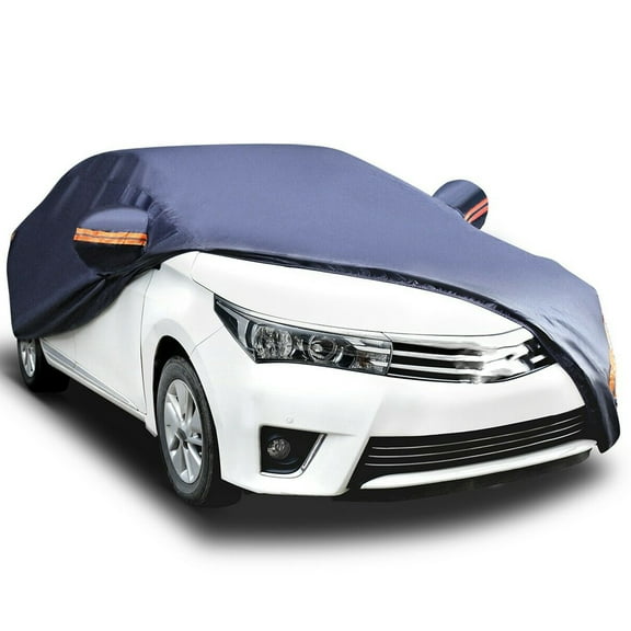 Genrics Car Cover Rain UV Dust Snow Resistant Universal Fit Sedan Protection 208.66Lx72.83Wx63H Dark Blue