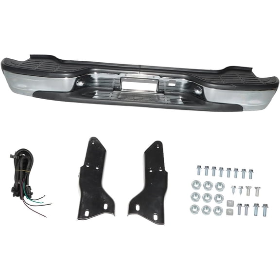 Genrics Chrome Steel Rear Bumper Assembly Replacement for 2000-2006 Suburban Tahoe Yukon GM1196101 GM1197101