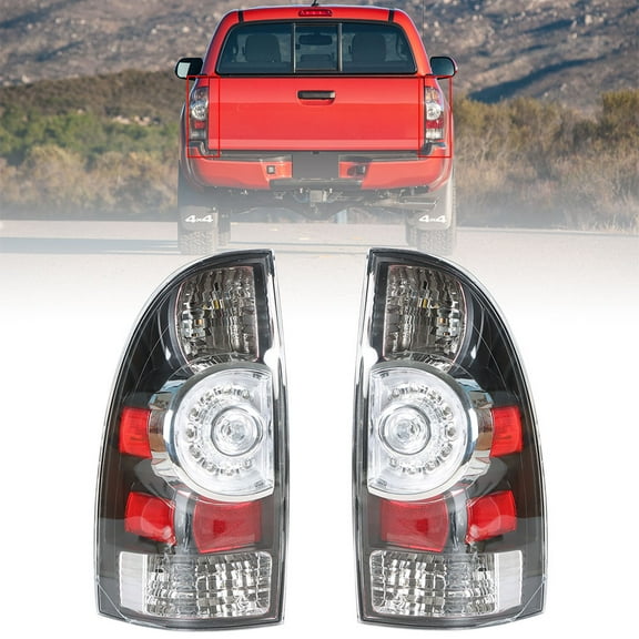 Genrics Clear Lens LED Tail Lights Replacement for 2005-2015 Toyota Tacoma Rear Tail Lights Brake Lamps Assembly Driver and Passenger Side LH+RH
