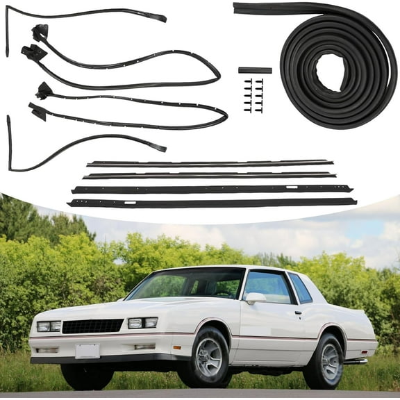 Genrics Door Trunk Window Roof Rail Seal Weatherstripping Kit 9PCS Replacement for 1981-1988 Monte Carlo SS