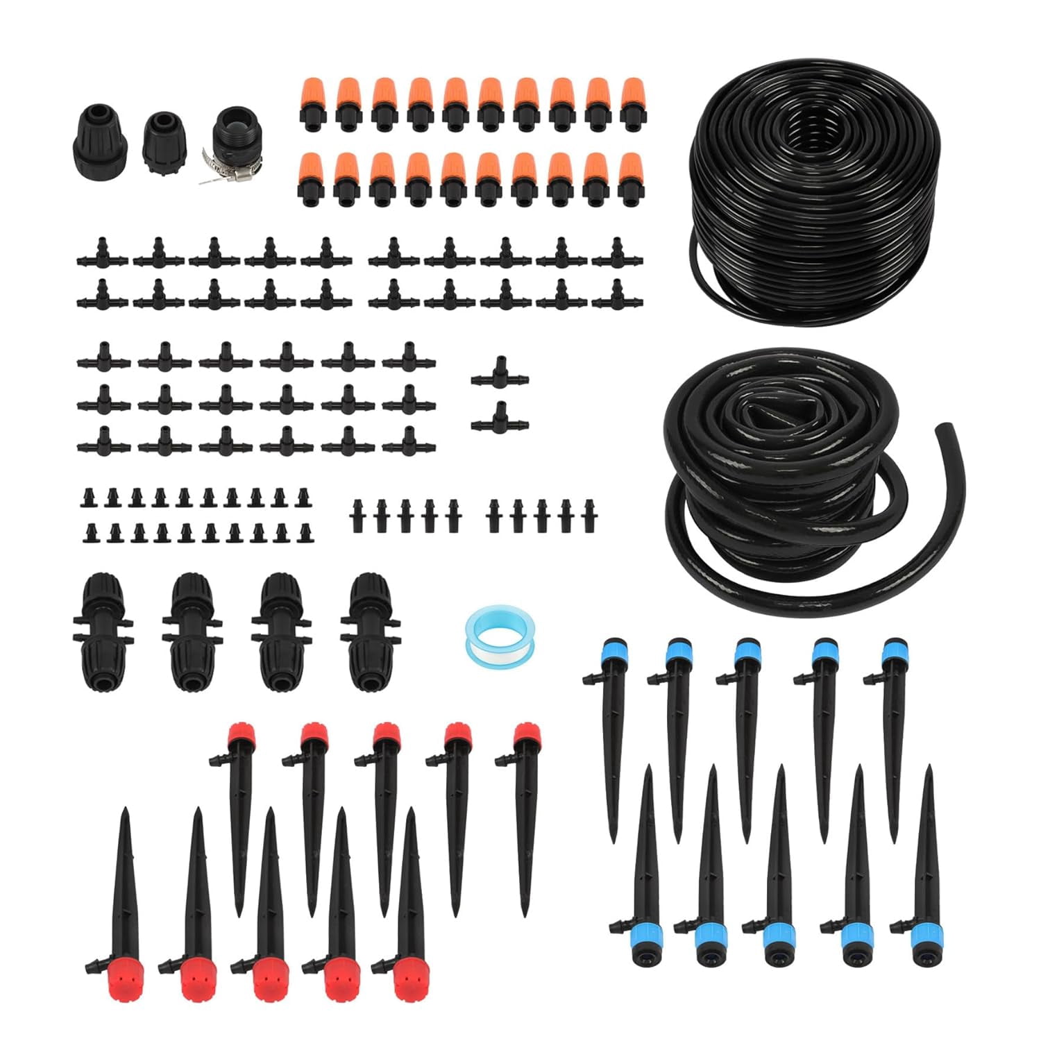 Genrics Drip Irrigation System Adjustable Connect Irrigation System for Gardens Up to 226ft with 1/4' and 1/2' Tubing Drip Emitters