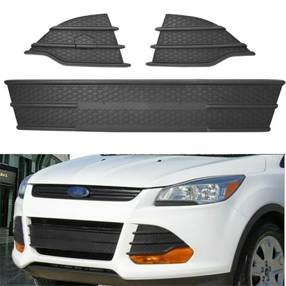 Genrics Fit For Ford Escape 2013-2016 Front Bumper Lower Grille and Fog Lamp Cover 3PCS