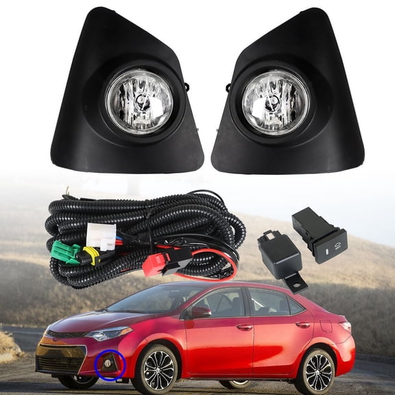Genrics Fog Lights Replacement for 2014 2015 2016 Toyota Corolla S SE Clear Lens with Bulbs + Switch + Harness + Bezel Kit Driving Fog Lights Lamps Driver and Passenger Side,Pack of 2