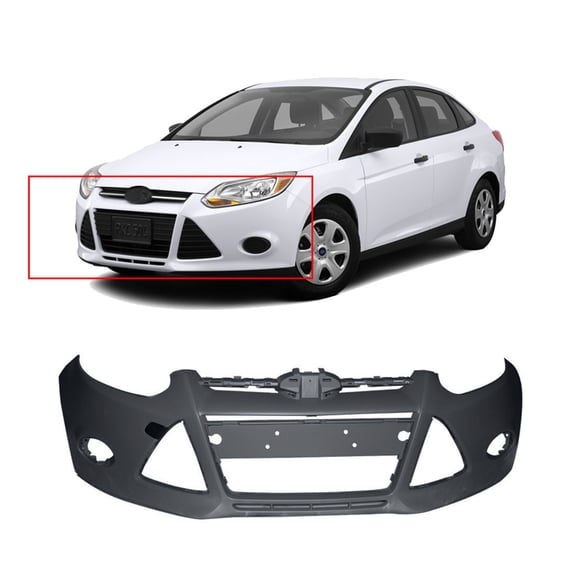 Genrics Front Bumper Cover Primed For 2012 2013 2014 Ford Focus Sedan W/o Tow Hook Hole