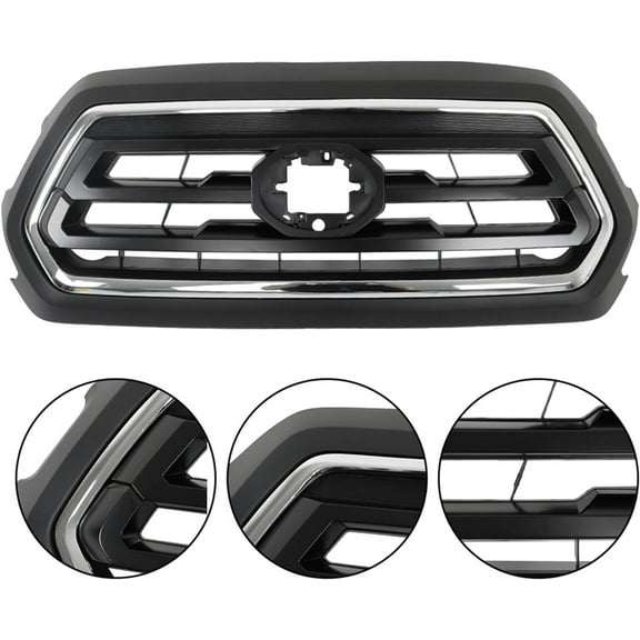 Genrics Front Bumper Grille Grill Plastic Chrome Shell with Black Insert Replacement for 2016-2021 Tacoma 53101-04080