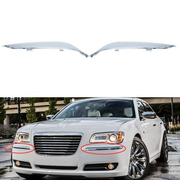 Genrics Front Bumper Molding Chrome Trim Set L and R Fit For 2011-2014 Chrysler 300
