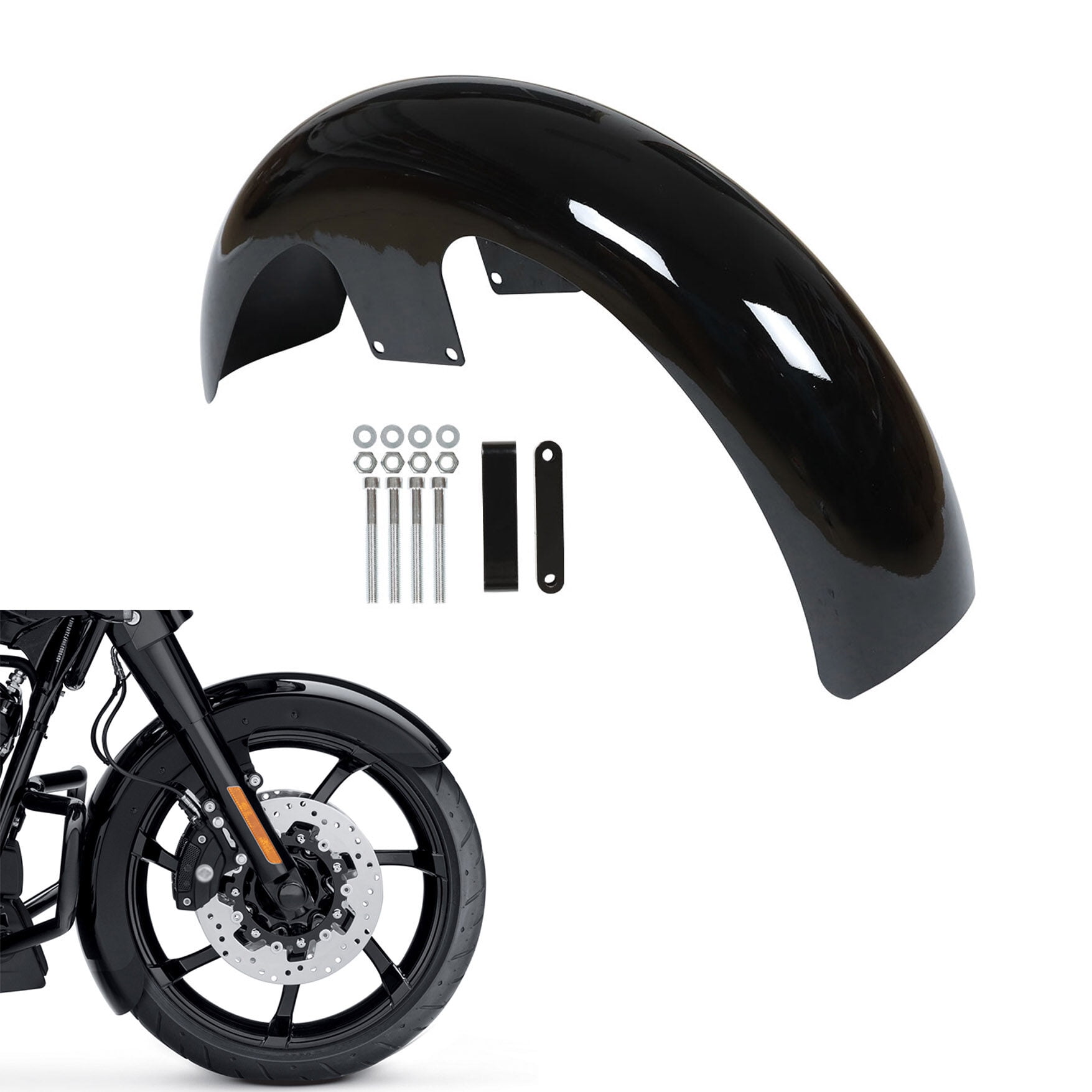 Genrics Front Fender 21"Wrap Wheel For Touring Electra Street Glide Baggers Vivid Black