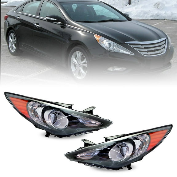 Genrics Front Headlights Assembly Replacement for 2011-2014 Hyundai Sonata Projector Headlights Headlamps Driver and Passenger Side