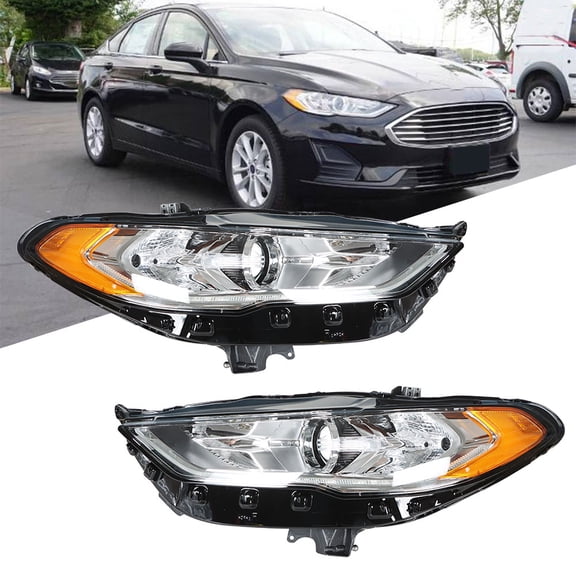 Genrics Halogen Headlights For 2017 2018 2019 Ford Fusion Chrome Housing RH&LH Headlamps