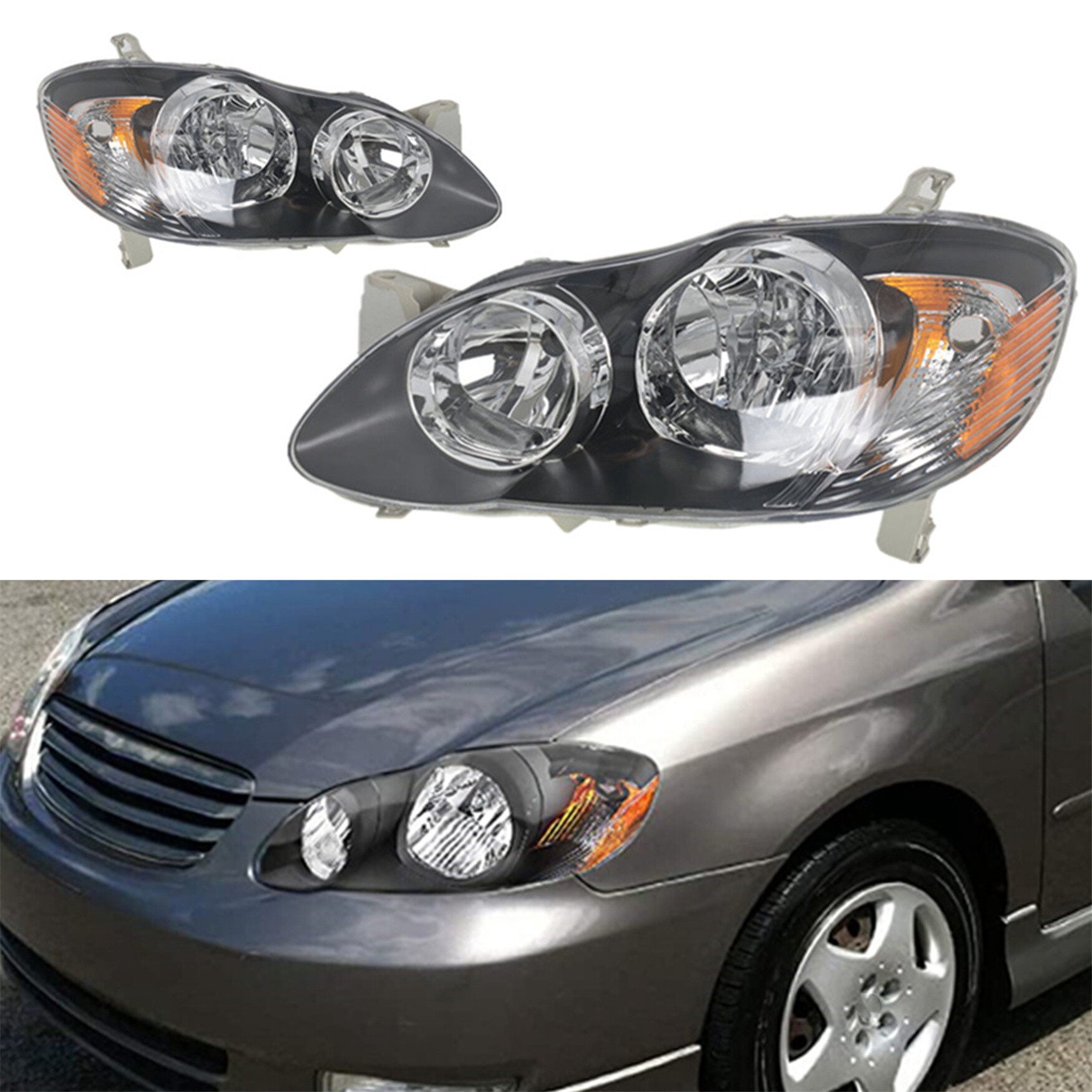 Genrics Headlamps Headlights For Toyota Corolla 2003-2008 Housing Black ...