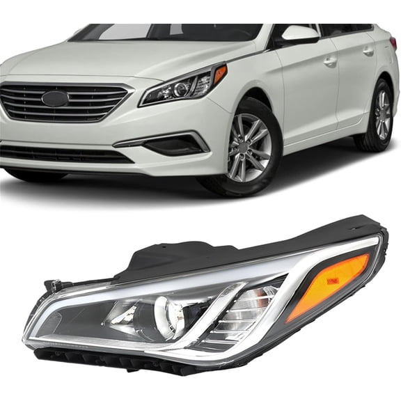 Genrics Headlight Assembly Halogen Replacement for Sonata 2015-2017 Housing Black Lamp Set Driver Side LH 1PC HY2502183
