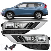 Genrics Left & Right Fog Lights Assembly Replacement for 2015 2016 Honda CRV CR-V with Bulbs + Bezels + Harness Switch Kit Driving Lamps Fog Lights