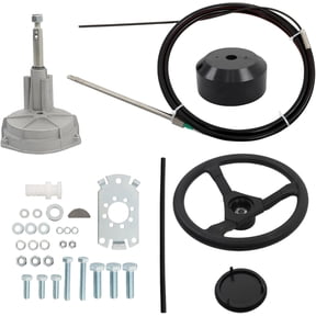 Genrics Outboard Steering System 15 Outboard Steering System 15 Feet Boat Steering Cable with 13.5 Wheel Marine Steering System