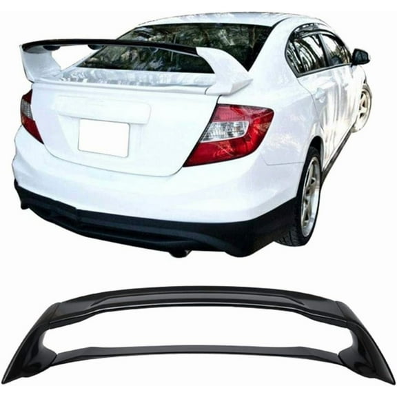 Genrics Pre-Painted Trunk Spoiler Replacement for 2006-2011 Honda Civic ABS Painted Glossy Black Trunk Boot Lip Rear Spoiler Wing Deck Lid