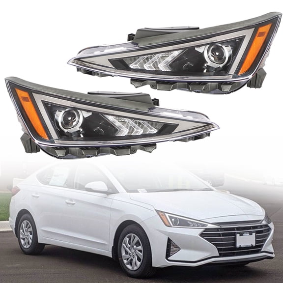 Genrics Projector Headlights For 2019-2020 Hyundai Elantra RH&LH Headlamps Black Housing