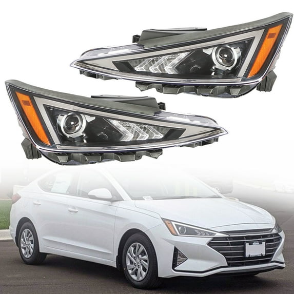 Genrics Projector Headlights For 2019-2020 Hyundai Elantra RH&LH Headlamps Black Housing