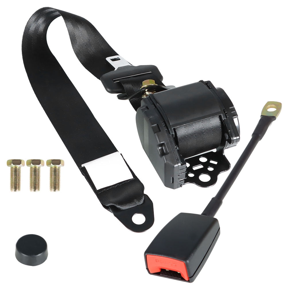Genrics Retractable 3 Point Safety Seat Belt Straps Car Auto Vehicle Adjustable Belt Kit