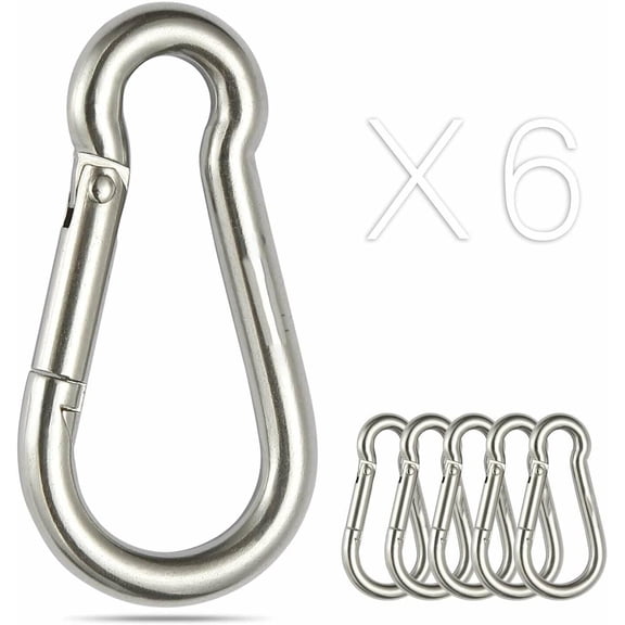 Genrics Stainless Steel Spring Snap Hook Carabiner 304 Stainless Steel Clips Set of 6