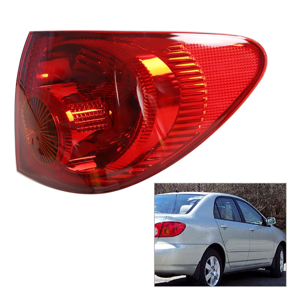 Rear Tail Light Assembly – Passenger Right Side – For Toyota Corolla 2003-2008 – Red Lens Chrome Housing