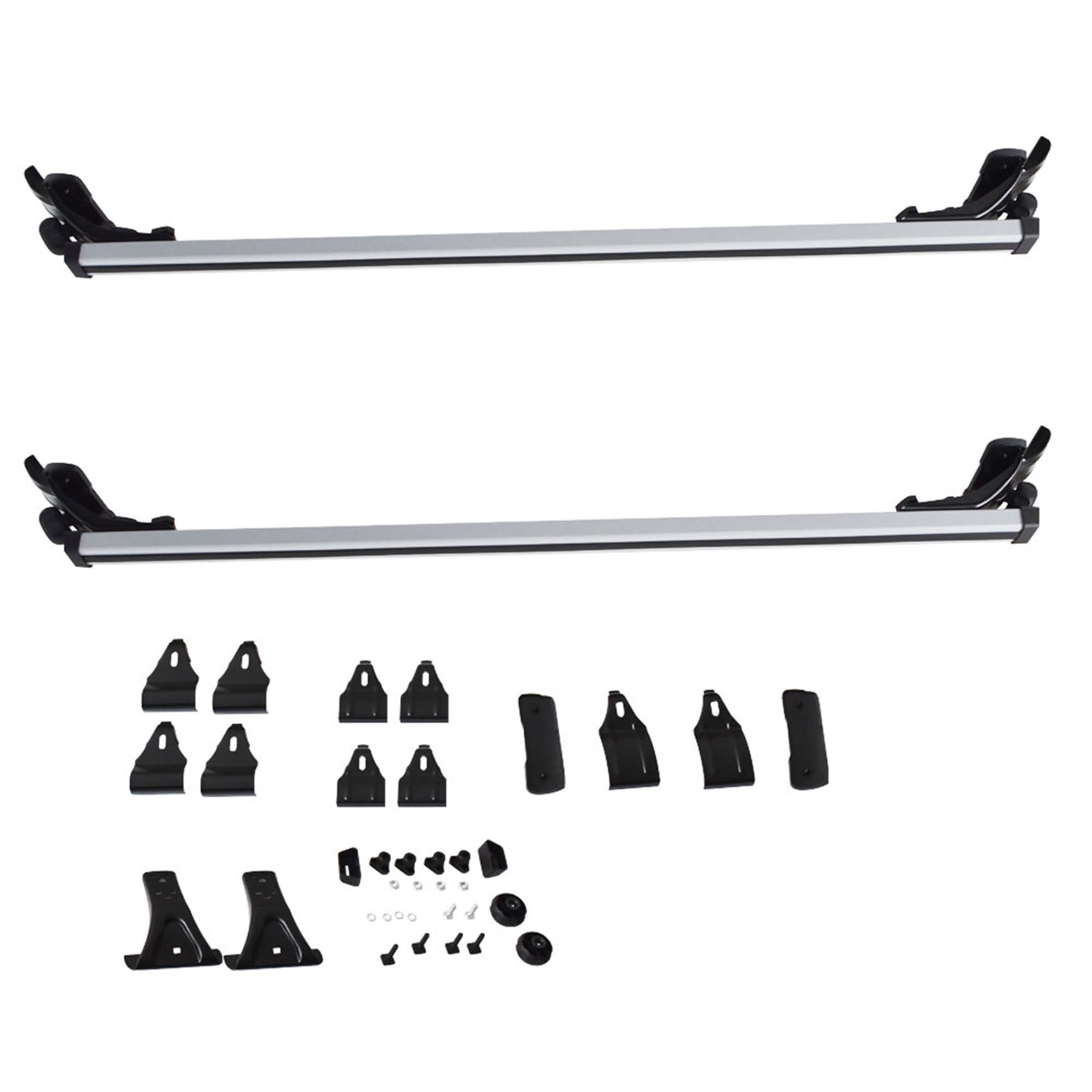 Genrics Universal 48 Inch (120CM) 330LB (150KG) Car Top Roof Cross Bar Luggage Cargo Carrier Rack w/ 3 Kinds Clamp Silver