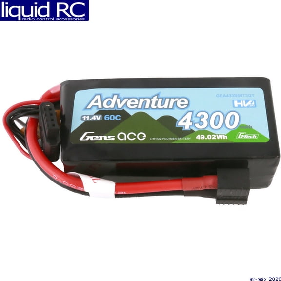 Gens Ace 4300mAh 3S 60C 11.4V Adventure HV G-Tech LiPo Battery with Deans & XT60 Adapter