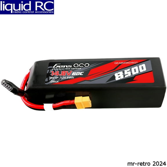 Gens Ace 854S60X6GT 14.8V 8500mAh 4S 60C G-Tech Lipo battery: XT60