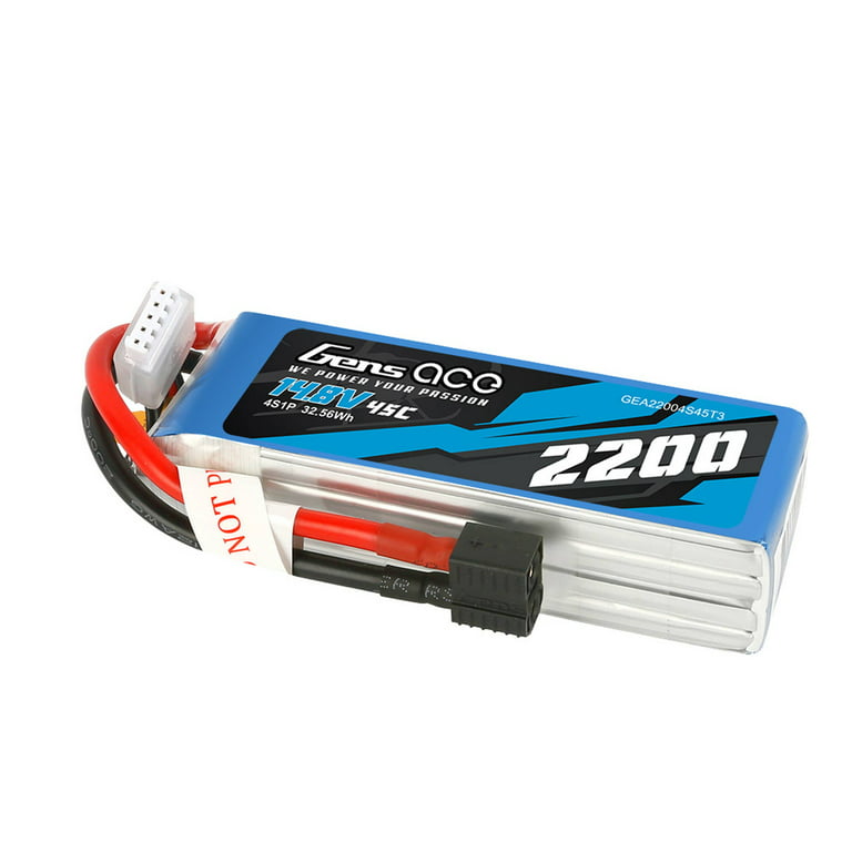 Gens ace 14.8V 2200mAh 45C 4S1P Lipo EC3 And Deans Adapter GEA22004S45T3  Airplane Batteries 