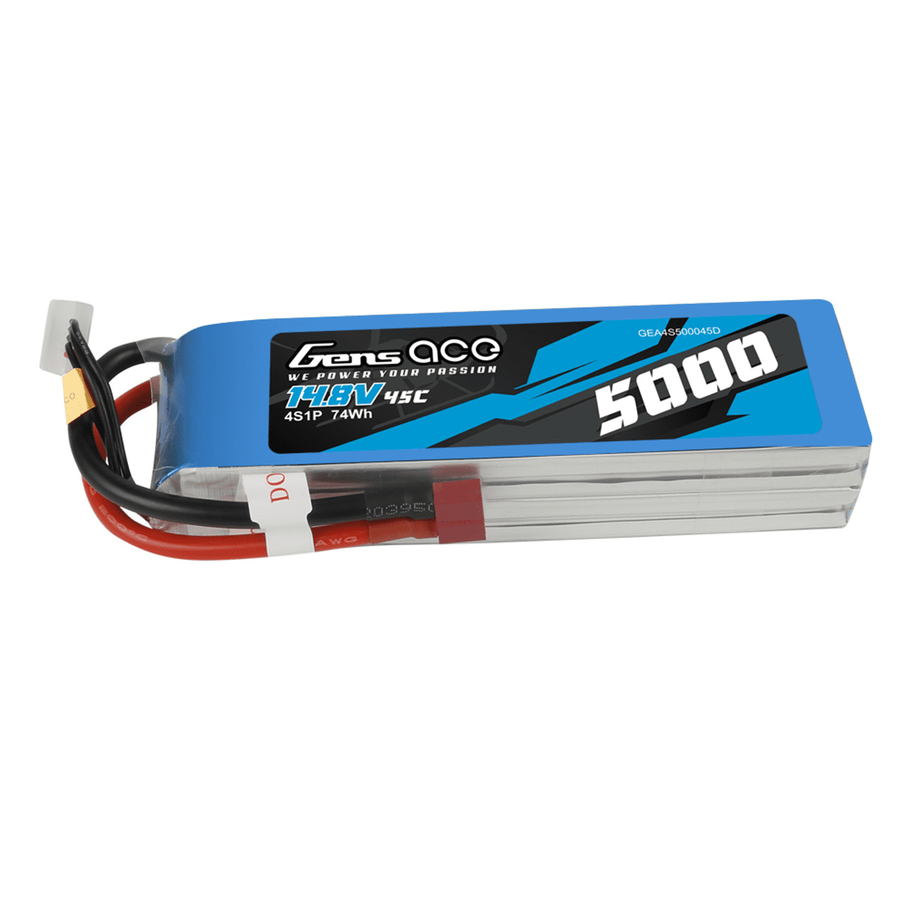 Gens ace 4S 45C 14.8V 5000mAh Lipo Battery Pack with Dean Plug