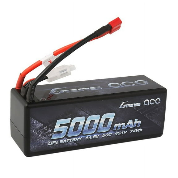 Gens ace 5000mAh 14.8V 4S 50C LiPo Battery HardCase with Deans T Plug Connector for 18 Scale Electric RC Buggy Truggy Crawler Monster RC Car RC Boat RC Truck Traxxas