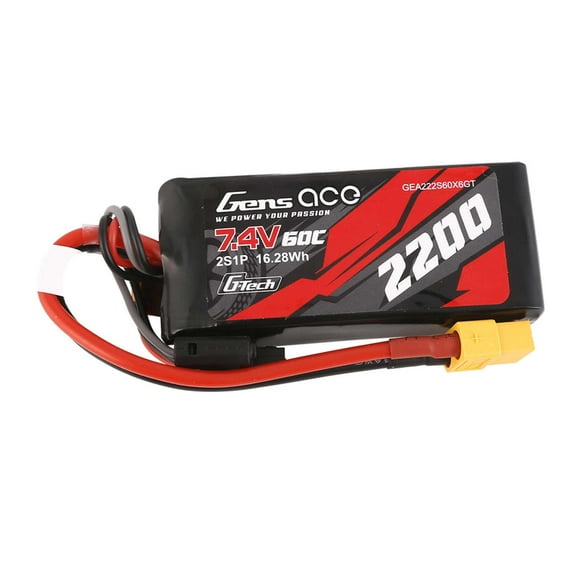 Gens ace G-tech 60C 2S1P 7.4 v 2200mah Lipo XT60 Plug GEA222S60X6GT