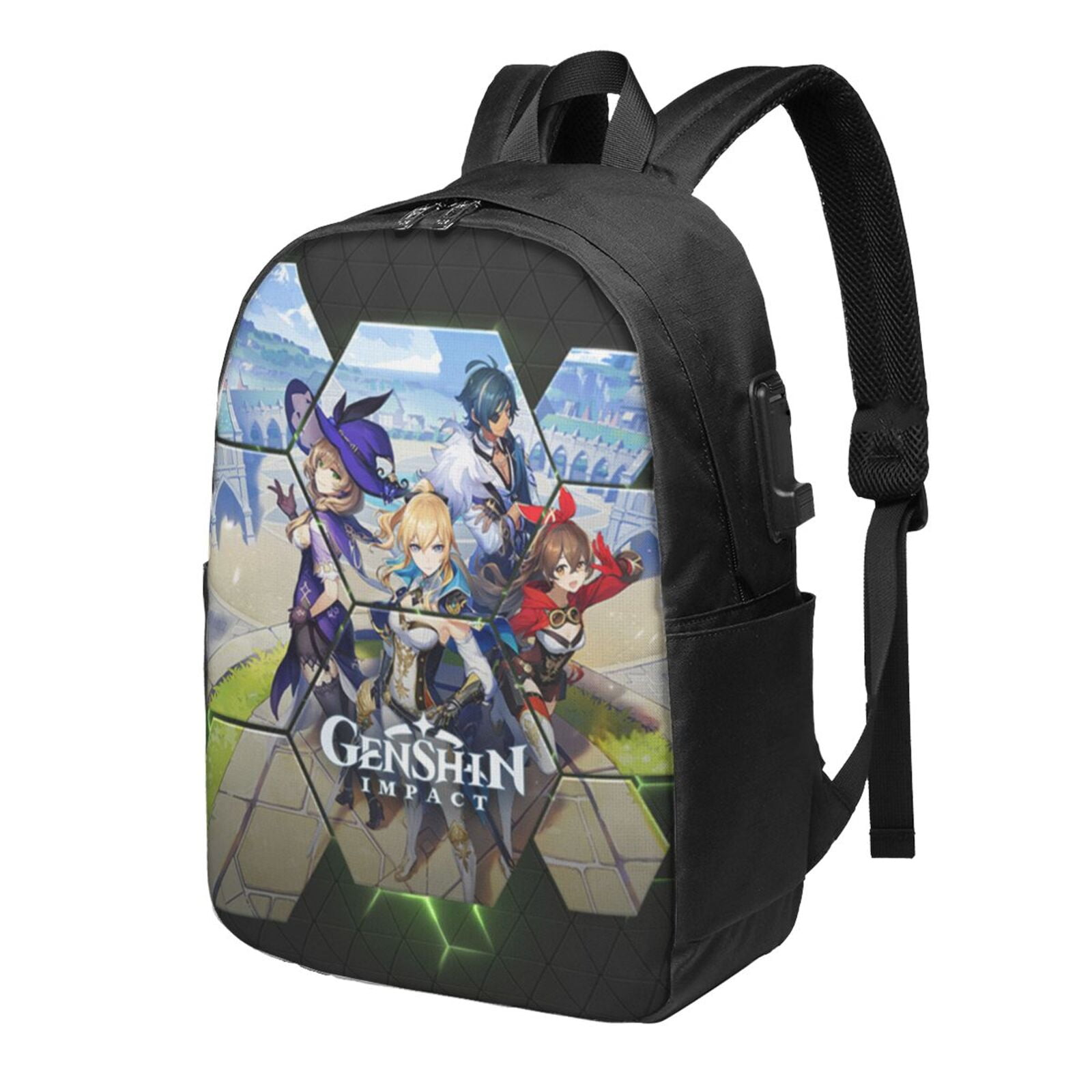 CZRIWKV Genshin Impact 17 Inch Travel Backpack Casual Laptop Backpack With Usb Charging Port Daypack Bookbags