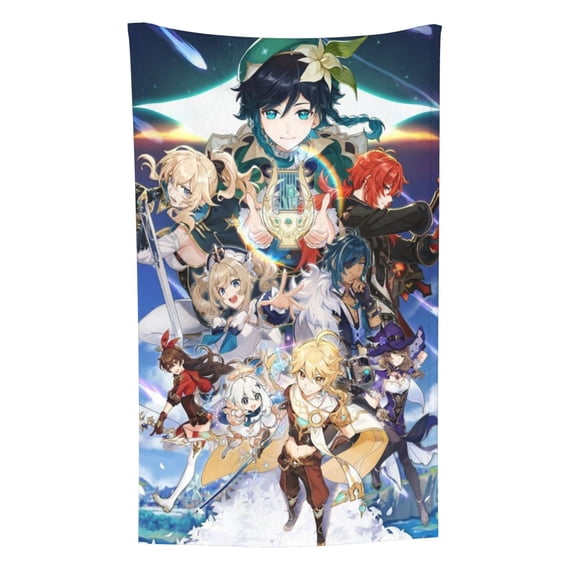 Genshin Impact Anti-Pilling Flannel 32"X48" Super Soft Plush Air Condition Quilt Fluffy Warm Cozy Decorative Blankets