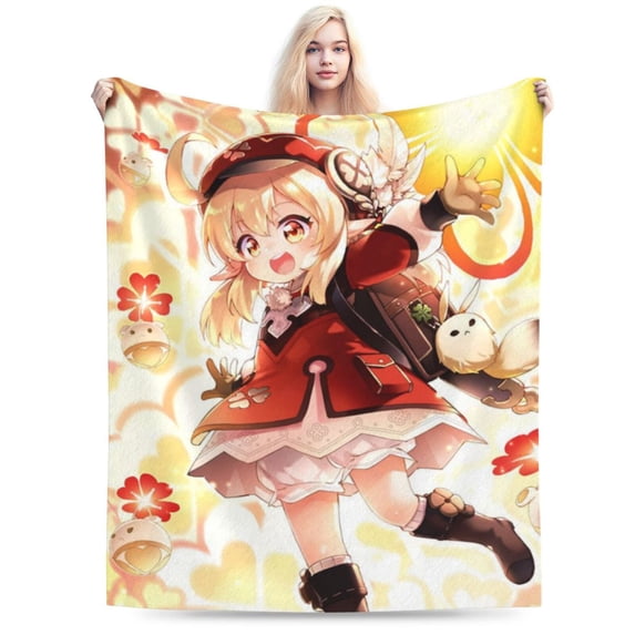 Genshin Impact Bed Blanket Air Conditioner Quilt Ultra Soft Flannel Blanket All Season Fuzzy Blanket Reversible Fluffy Plush Blanket 40"X30"