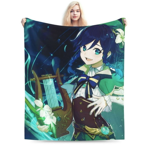 Genshin Impact Bed Blanket Air Conditioner Quilt Ultra Soft Flannel Blanket All Season Fuzzy Blanket Reversible Fluffy Plush Blanket 60"X50"