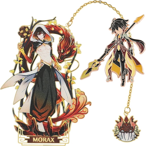 Genshin Impact Bookmark and Pin Set Page Markers Assorted Book Markers Set for Students Reading and Teacher Appreciation Gifts