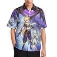 thumbnail image 1 of Genshin Impact Casual Short Sleeve Shirt Lapel Collar Shirt Summer Beach Shirt L, 1 of 8