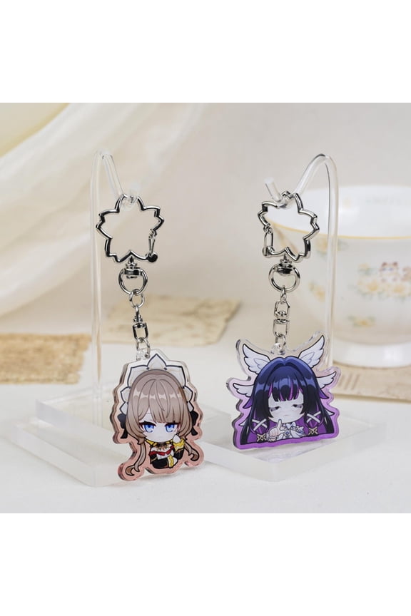 Genshin Impact Columbina Sandrone Chibi Acrylic Keychain Set | Sakura Clasp Anime Backpack Charm Fan Gift (1 keychain)
