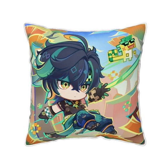 Genshin Impact Cute Graphic Double Side Print Velvet Throw Pillow Covers,40丨45丨50cm Square Cushion Pillow Sham Cover,No Pillow Inside