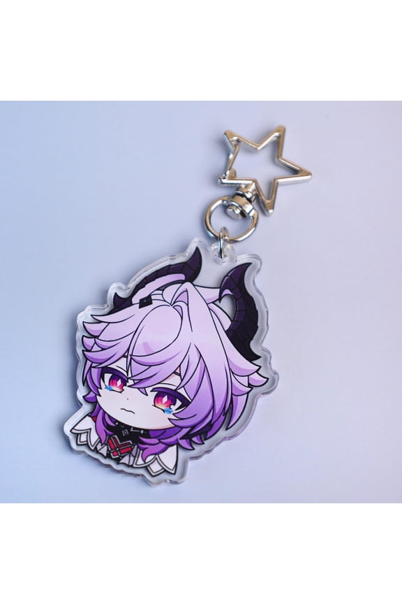 Genshin Impact Durin Acrylic Keychain - Purple Hair Chibi Character with Star Charm for Bag Keys Anime Collection Gift (1 keychain)