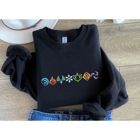 Genshin Impact Elements Sweatshirt, Gamer Sweater, Zhongli Sweater, Anime Sweater, Hu Tao Sweater, Genshin Sweater, Select Your Element