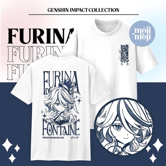 Genshin Impact Furina Shirt, Genshin Furina T-shirt, Genshin Merch, Fontaine theme Merch, Gamer Shirt, Gifts Gamers, Hydro Archon, Focalors 2-sided
