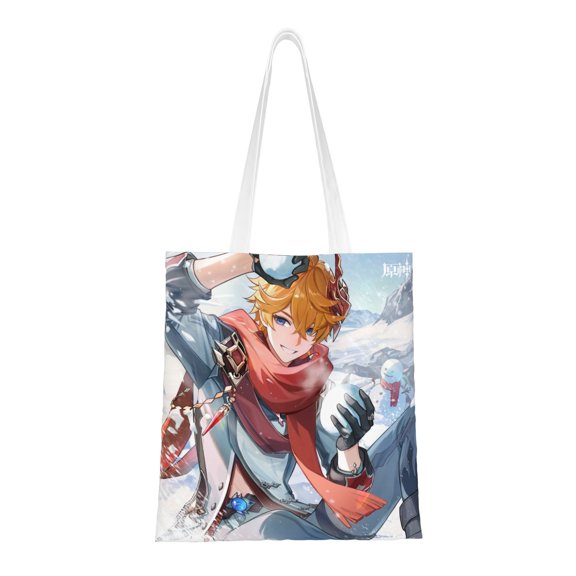 Genshin Impact Handbag 16 X 15 In Canvas Totes Hand Shopping Bag With All Role's Print Impression For Daily Shopping Shoulder Bag​