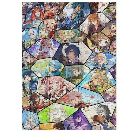 Genshin Impact Jigsaw Puzzle, Wood Puzzles Adult, 200 PCS Jigsaw Puzzle Perfect for Game Nights