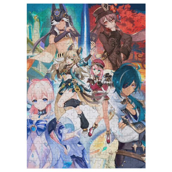 Genshin Impact Jigsaw Puzzle, Wood Puzzles Adult, 300 PCS Jigsaw Puzzle Perfect for Game Nights