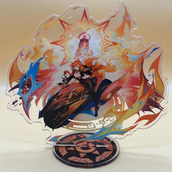 Genshin Impact Mavuika Acrylic Standee, Pattern Acrylic Stand, Large Desk Stand, Genshin Gift (1 standee)