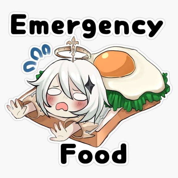 Genshin Impact Paimon Emergency Food Inside Joke Vinyl Sticker