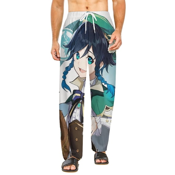 Genshin Impact Pajamas Pants 3D Printing Wide Leg PJ Pant Loungewear Casual Comfy Sleepwear Lounge Pants for Men Women5XL