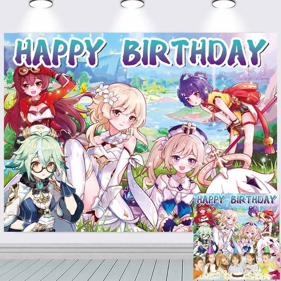 Genshin Impact Party Supplies Background Backdrop Taspestry Banner Post Decor Decorations