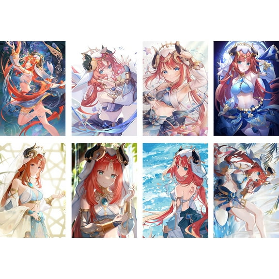 Genshin Impact Poster Decor-Art Fan Decor-Frameless HD Print Anime Poster - 8 Pcs, 11.5 x 16.5